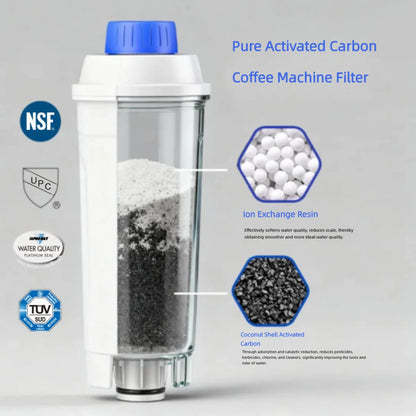 4PCS Water Filters Replacement for De'Longhi Coffee Machines, Compatible with DLSC002 Coffee Maker Water Filter Cartridges
