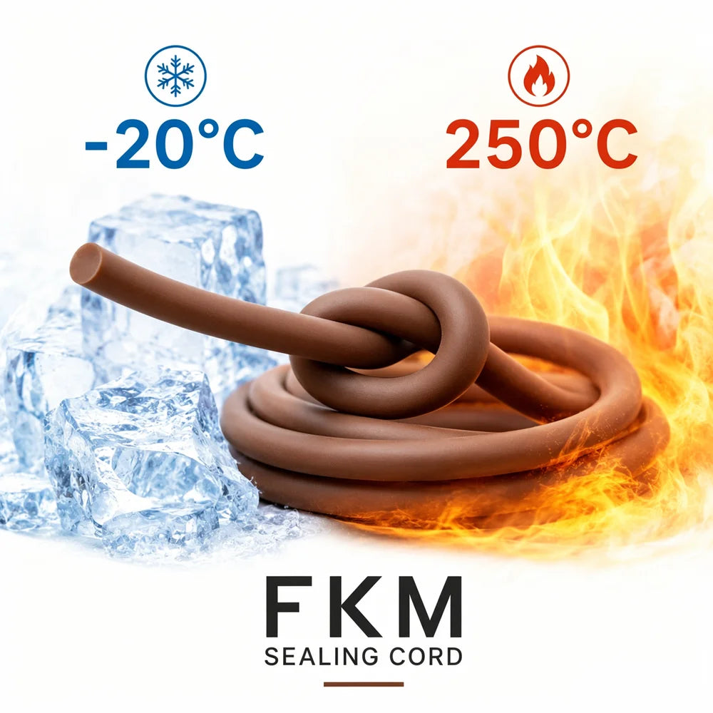 1/2/3/5/10M Brown FKM Seal Strip Dia 1.5~8mm Anti Compression and Non Deformation equipment Sealing Rubber Strip