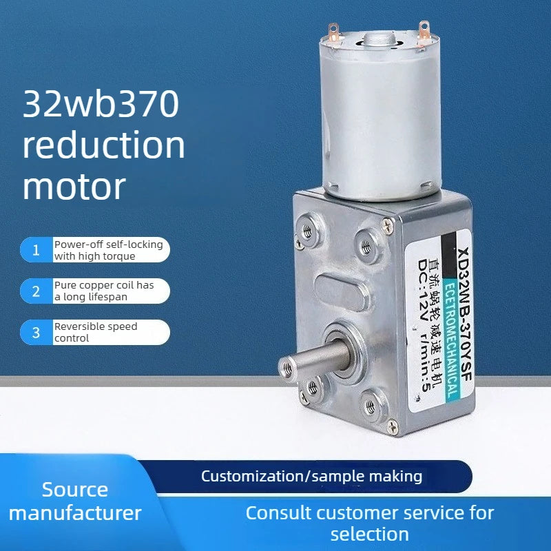 DC Turbine Worm Gear Reduction Motor Speed Regulation Micro Low Slow Forward and Reverse 12V 24V