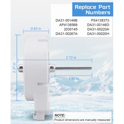 Replacement Refrigerator Fan Motor — DC12V Compatible with Samsung DA31-00146B / DRCP5030LA