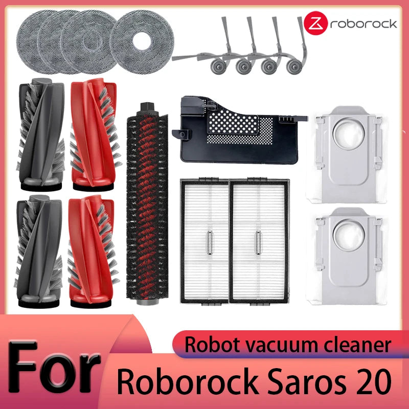 Compatible with Roborock Saros 20 Robot Vacuum Cleaner Accessories Main Brush Side Brush HEPA Filter Mop Cloths Dust Bag Spare Parts