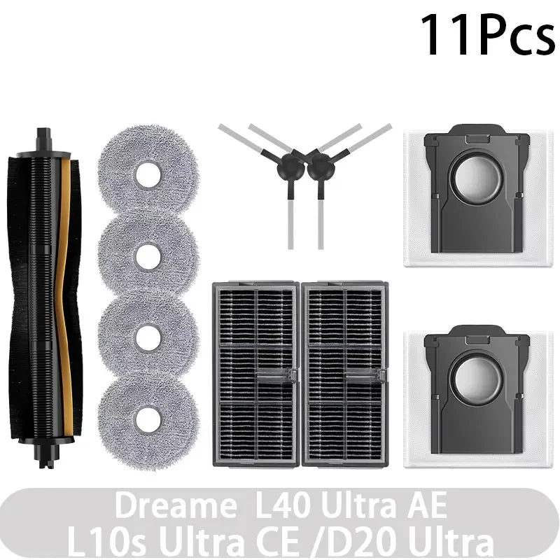 For Dreame L40 AE/L10s CE/D20 Vacuum Cleaner Accessories Main Brush Edge Brush Cloth Dust Bag Filter Screen