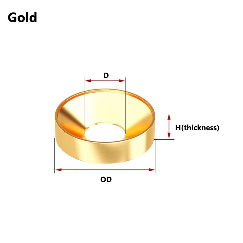 15Pcs Aluminum Alloy Conical Washers Aluminium Colorful Anodized For Countersunk Screw Spacers Gasket M2 M2.5 M3 M4 M5 M6 M8