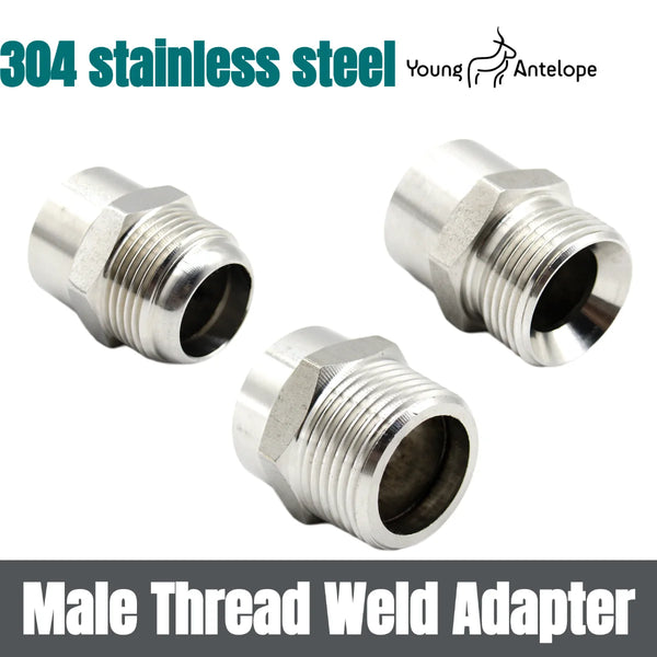 Male Thread Welded Connector Metal Hose Corrugated Pipe Adapter Single End Weld External Thread Fitting 304 Stainless Steel