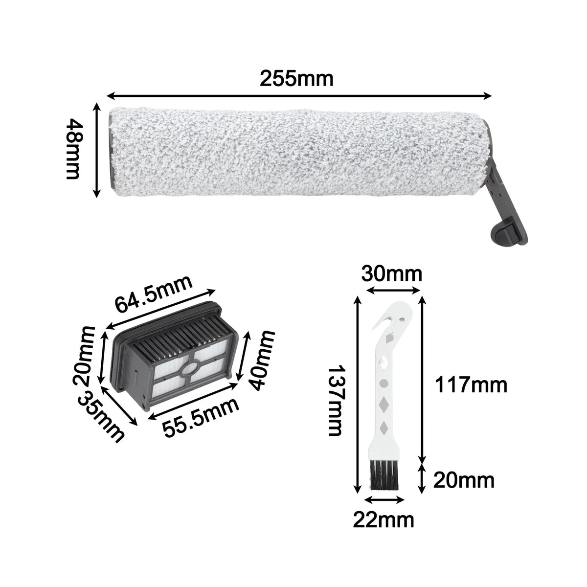 For Dreame H12S AE HHR14A Wet Dry Vacuum Cleaner Roller Brush Filter Kit Complete Replacement Parts With Cleaning Brush