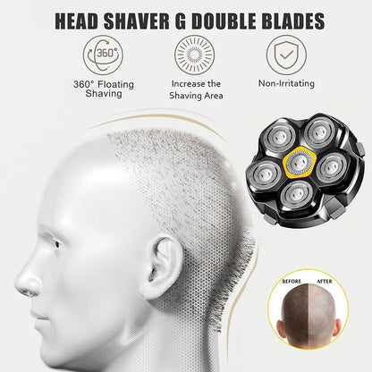 6 Blade Magnetic Replacement Shaving Heads Compatible with 6D Blade Head Compatible with Head Shavers for Bald Men