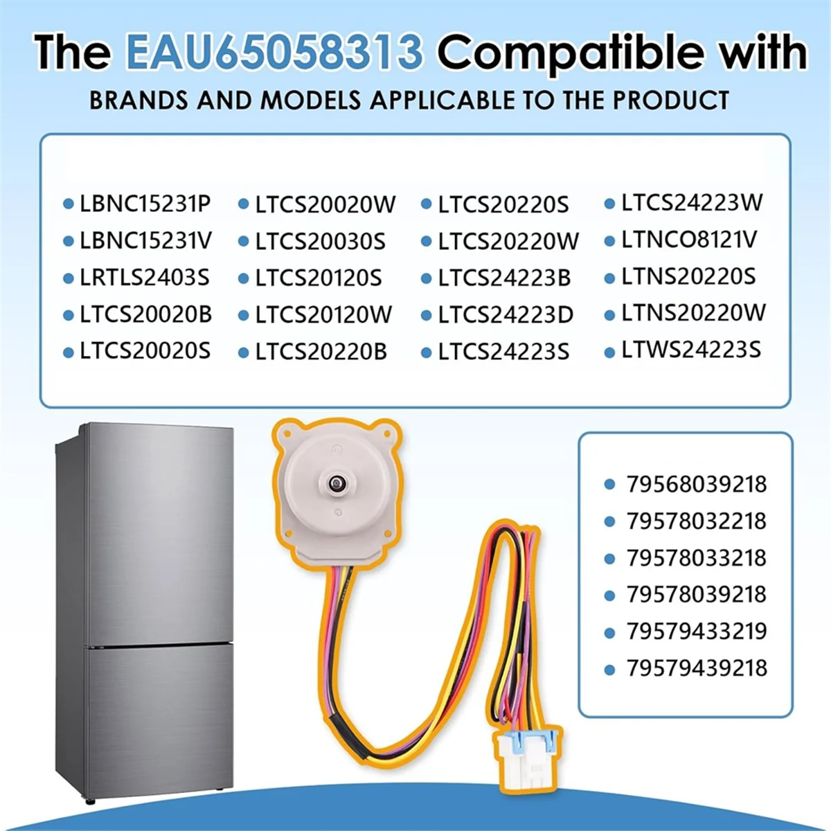 Replacement Refrigerator Fan Motor — DC12V — EAU65058313 / EAU63103001 / AP7178307 / PS16662420 / DC12V-T33C Reference