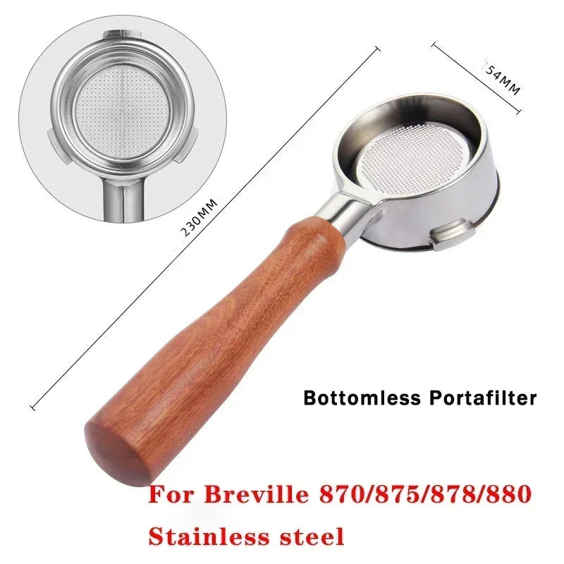 54mm Stainless Steel Double Mouth Portafilter for Breville Sage870/875/878/880 Bottomless Coffee Filter Handle Modification Tool