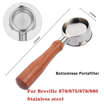 54mm Stainless Steel Double Mouth Portafilter for Breville Sage870/875/878/880 Bottomless Coffee Filter Handle Modification Tool