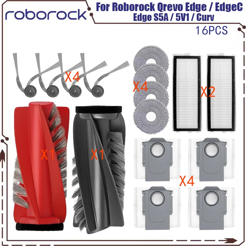 Compatible with Roborock Qrevo Edge / EdgeC / Edge S5A / 5V1 / Curv Vacuum Parts Main Roller Side Brush Hepa Filter Mop Cloth Dust Bag