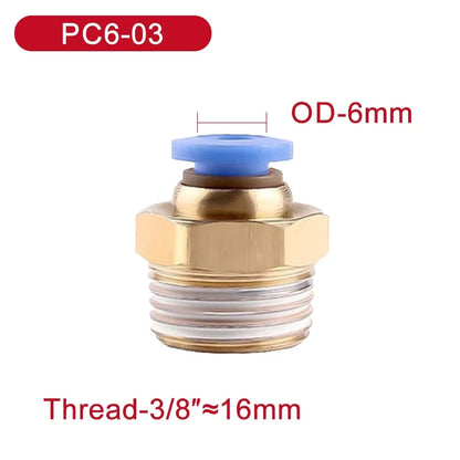 5Pcs PC 4mm/6mm/8mm/10mm/12mm M5 Thread Hose Fittings Pipe Quick Connectors PC Pneumatic Air Connector Fitting