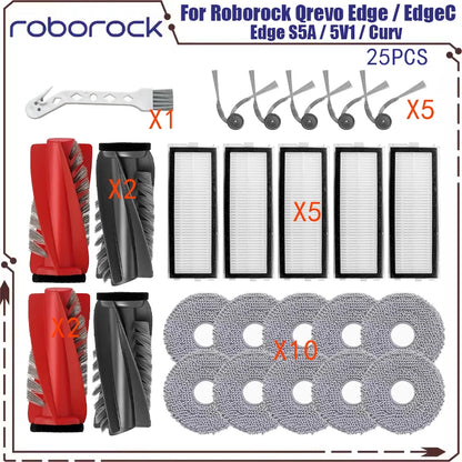 Compatible with Roborock Qrevo Edge / EdgeC / Edge S5A / 5V1 / Curv Vacuum Parts Main Roller Side Brush Hepa Filter Mop Cloth Dust Bag