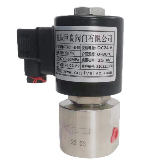 300bar 30MPa 2 way nitrogen high pressure solenoid valve 1/4 24V Orifice 1mm SS304 DN1 normally close