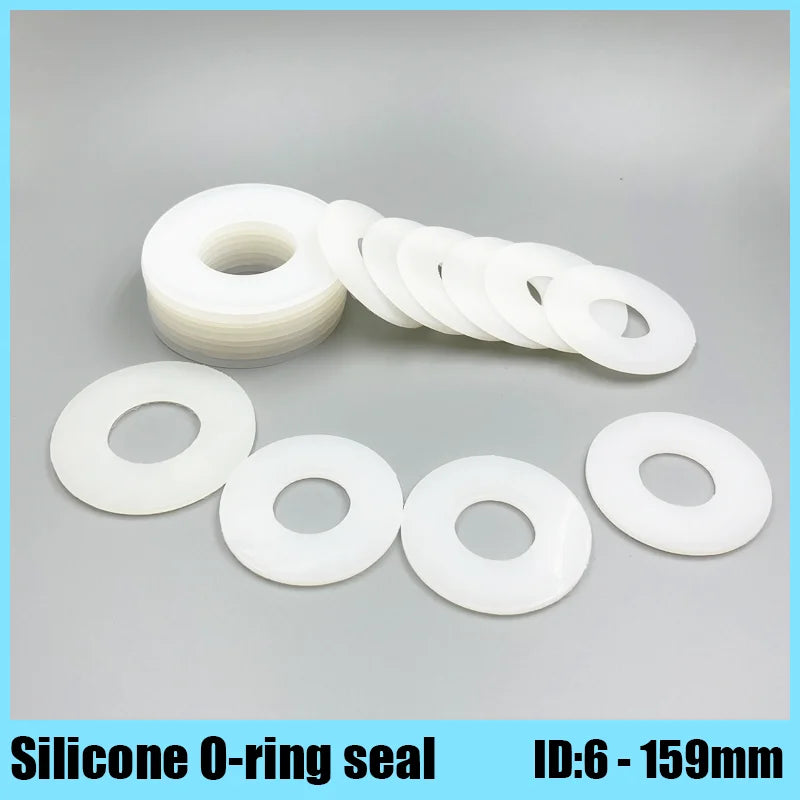 White Silicon O Ring Seal Washer Soft Silicone Flat Gasket Sealing Ring Gasket