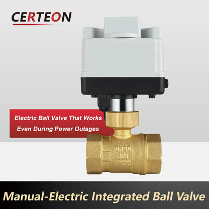 AC220V 24V Electric Brass Motorized Ball Valve 2/3 Way Manual Override Three Wire Control Water Shut Off Valve for Solar HVAC
