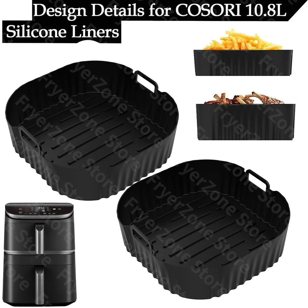 Silicone Mould for Cosori 10.8L - 2 Chamber Double Stack Airfryer Accessories, Hot Air Fryer Mould Specially Designed