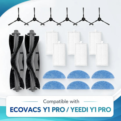 Compatible with ECOVACS Y1 PRO, YEEDI Y1 PRO Robot Vacuum Replaceable Parts Main Roller Side Brush Filter Mop Pad Cloth