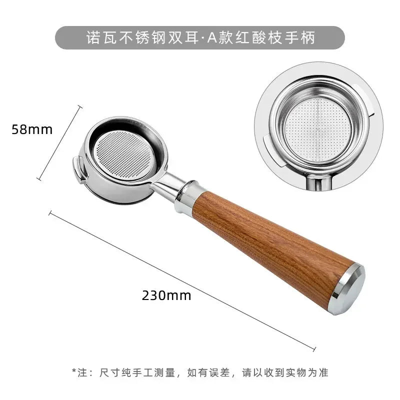 58mm 2-ear Bottomless Coffee Handle Filter for Nuova/Oscar 2/White Eagle/Black Eagle Stainless Steel Espresso Portafilter Tool