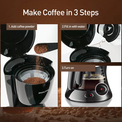 Compatible with Philips HD7432 Drip Coffee Maker 220V Fully Automatic Coffee Machine 600ML Drip Filter Small Multi-functional Coffee Pot