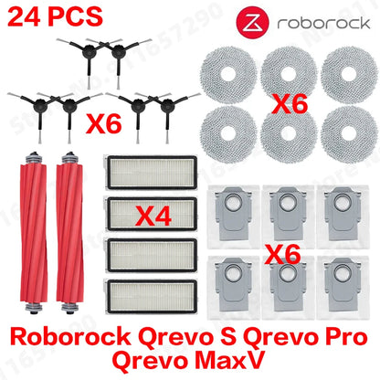 Compatible with Roborock Qrevo S Qrevo Pro Qrevo MaxV Robot Vacuum Parts Main Roller Side Brush Hepa Filter Mop Pad Cloth Dust Bag Accessories