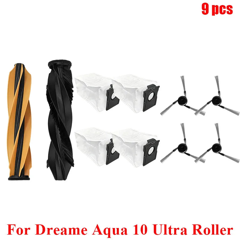 Acccessories Compatible with (Dreame Aqua 10 Ultra Roller) Vacuum Parts Main Roller Brush Side Brush Cleaner Filter Dust Bag Roller Mops
