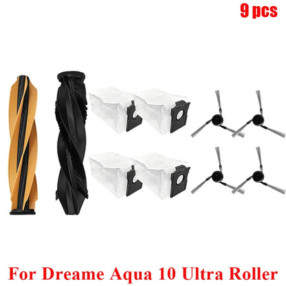 Acccessories Compatible with (Dreame Aqua 10 Ultra Roller) Vacuum Parts Main Roller Brush Side Brush Cleaner Filter Dust Bag Roller Mops