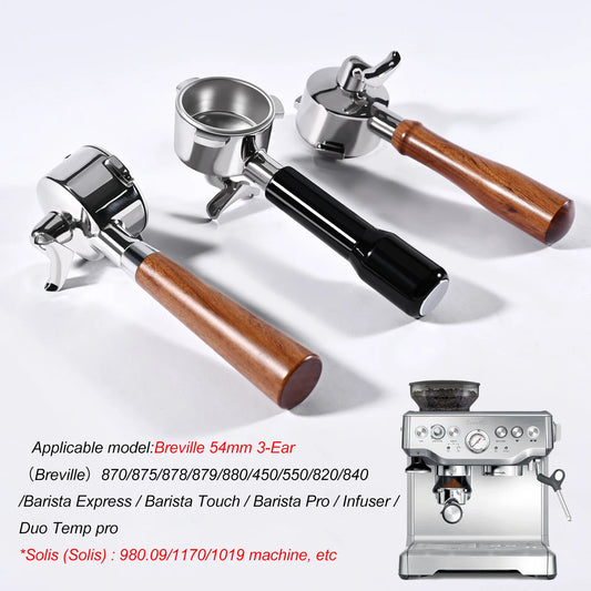 54mm 3 Ear Coffee Double Spout Portafilter For Breville 870 878 880 Replacement Filter Basket Barista Tool Espresso Accessory