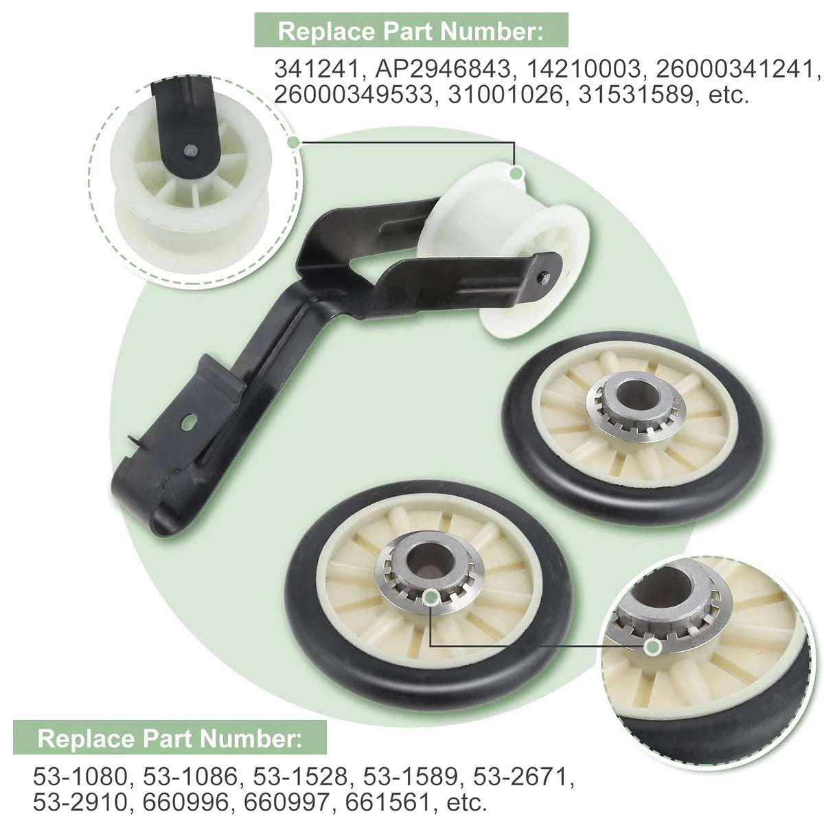 4pcs/kit 4392065 Dryer Repair Belt 341241 Idler Pulley 691366 Drum Roller Compatible with Whirlpool/Kenmore Replace 4392065RC/279860