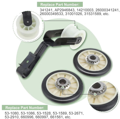4pcs/kit 4392065 Dryer Repair Belt 341241 Idler Pulley 691366 Drum Roller Compatible with Whirlpool/Kenmore Replace 4392065RC/279860