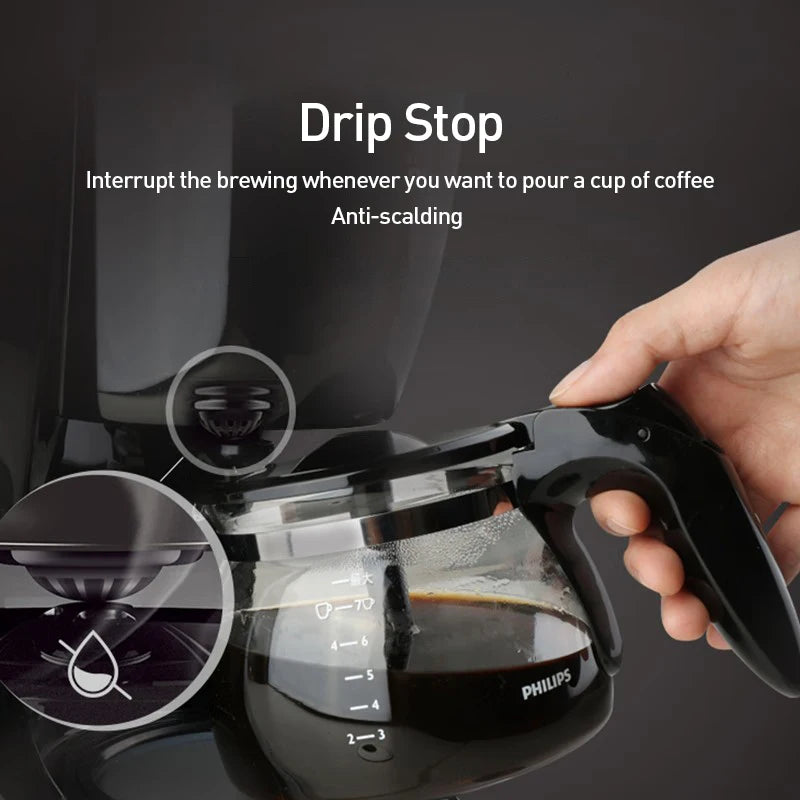 Compatible with Philips HD7432 Drip Coffee Maker 220V Fully Automatic Coffee Machine 600ML Drip Filter Small Multi-functional Coffee Pot