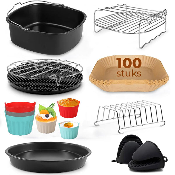 AirFryer Accessories Set for XL&XXL Air Fryers for Phils,Cosori 5.5L,Ninja,Cecotec,Tefal,Princess Air Fryer Paper