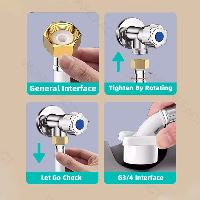 Explosion Proof Extended Hose Automatic Washing Machine Inlet Hos Threaded Anti Slip Head Extended Water Supply Hose