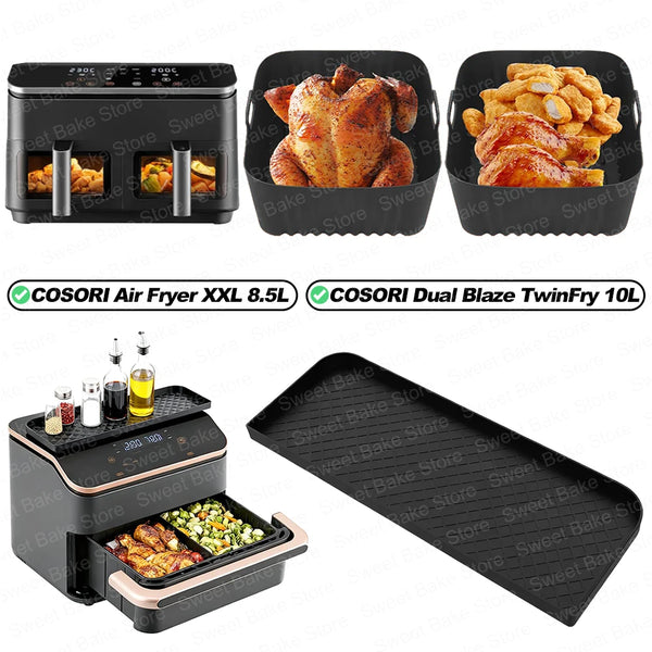 Silicone Mould & Reusable Storage Rack Hot AirFryer Accessories for Cosori 8.5L, Dual Blaze CAF-R901-AEU/‎CAF-R903-AEU Airfryer