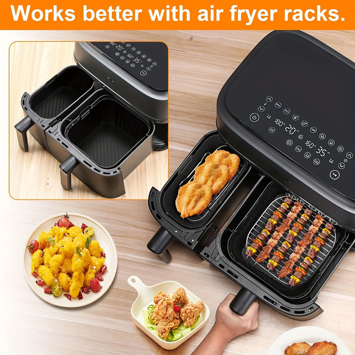 2pcs Silicone Baking Trays for Air Fryer Compatible with Philips-Na350-3000 Size Silicone Baking Tray Modelswith Non-Stick Surface