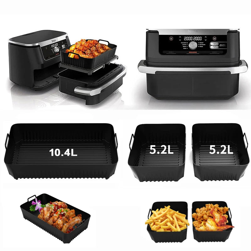 Reusable Silicone Air Fryer Basket Liner Fit Ninja AF500 Non-Stick Heatproof Easy Clean Kitchen Cooking Accessory