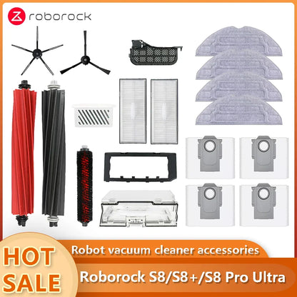 Compatible with Roborock S8/S8+/S8 Pro Ultra Robot Vacuum Cleaner Accessories Main Side Brush Mop Cloth Filter Dust Bag Spare Parts