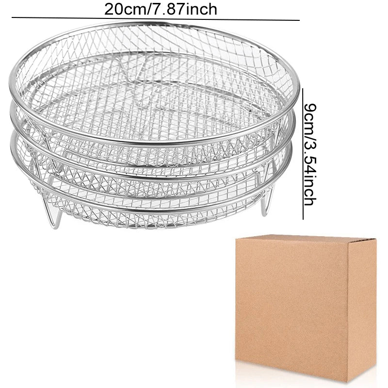 Air Fryer Accessories Metal Oven Air Fryer Racks For Baking Stackable Grill Skewer Rack Fit All Airfryer 4.2Qt - 5.8Qt