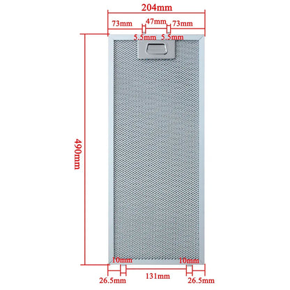 For Orbegozo-Compatible Kitchen Range Hood Grease Filter Aluminized Five-Layer Design 204X490mm Model 11126329