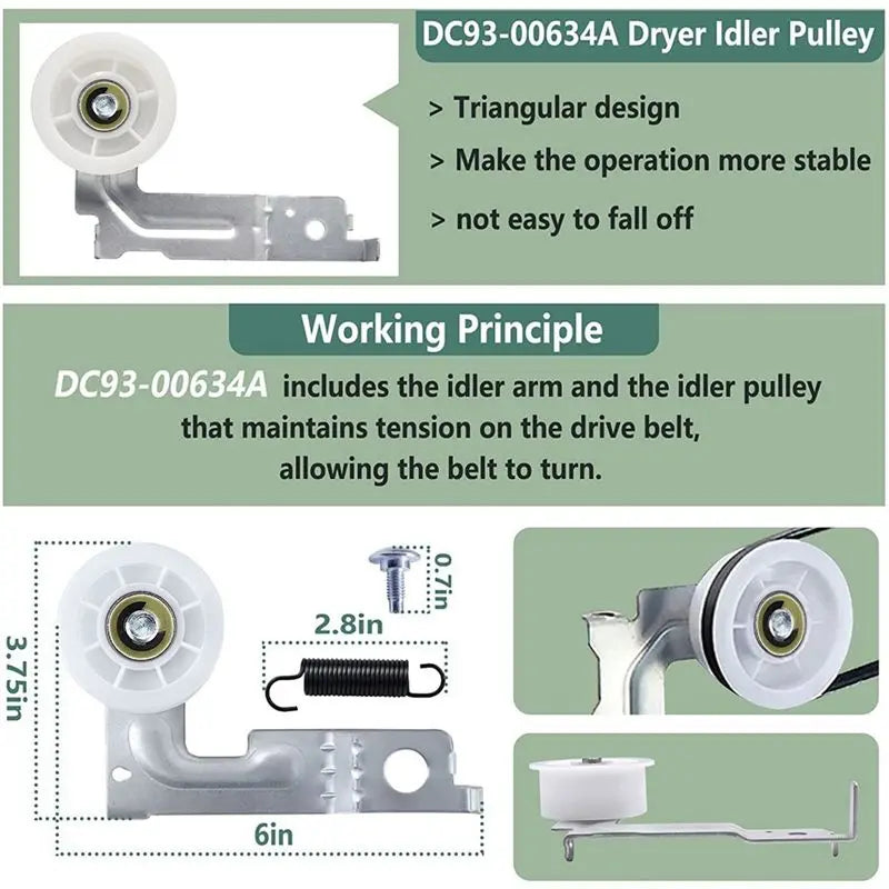 [B25B Dryer Repair Kit Includes DC97-16782A Dryer Roller Includes 6602-001655 Dryer Belt For Dryer