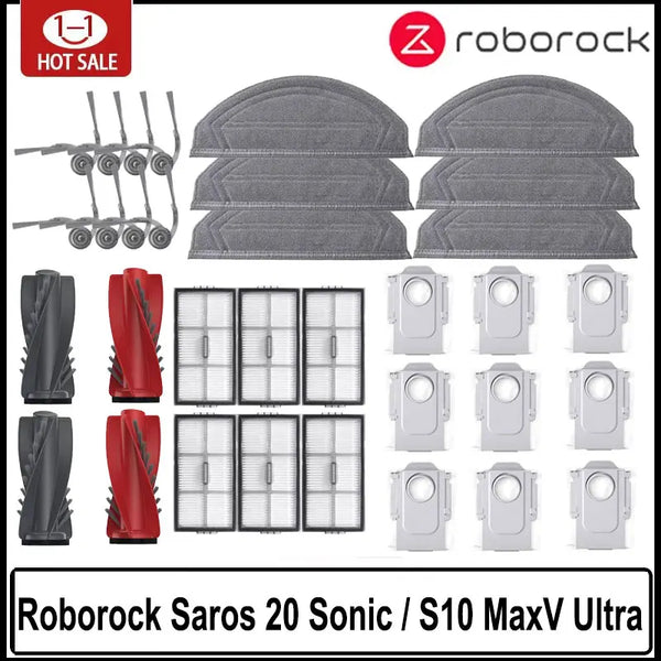 Compatible with Roborock Saros 20 Sonic / S10 MaxV Ultra Robot Vacuum Cleaner Main Roller Side Brush Filter Mop Cloth Dust Bag Accessories