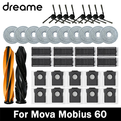 For Mova Mobius 60 Vacuum Cleaner Replacement Accessories Main Side Brush HEPA Filter Mop Cloths Dust Bag Spare