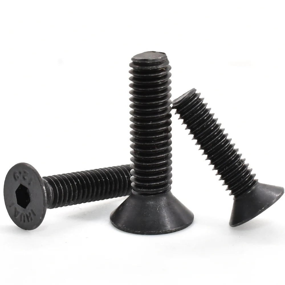 15-100PCS Carbon Steel Hexagon Socket Screws Countersunk /Round / Cup Head Black Hex Socket Machine Bolt Screw M2 M2.5 M3 M4