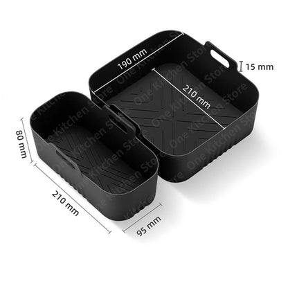 Silicone Air Fryer Mould for Philips Airfryer Dual Basket 3000 Series 9L NA350/00, 2 Pieces 6L+3L Silicone Flat Accessories