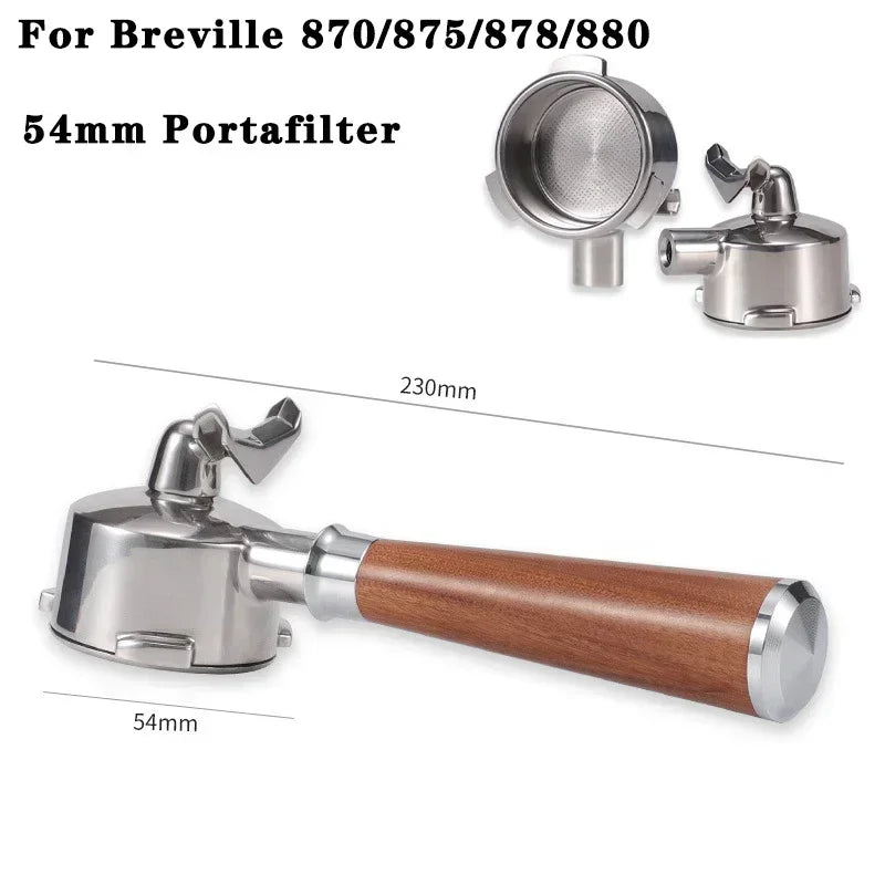 54MM 3ears Coffee Filter Breville Sage/870/875/878/880 Stainless Steel Double Mouth Coffee Portafliter Espresso Coffee Tool