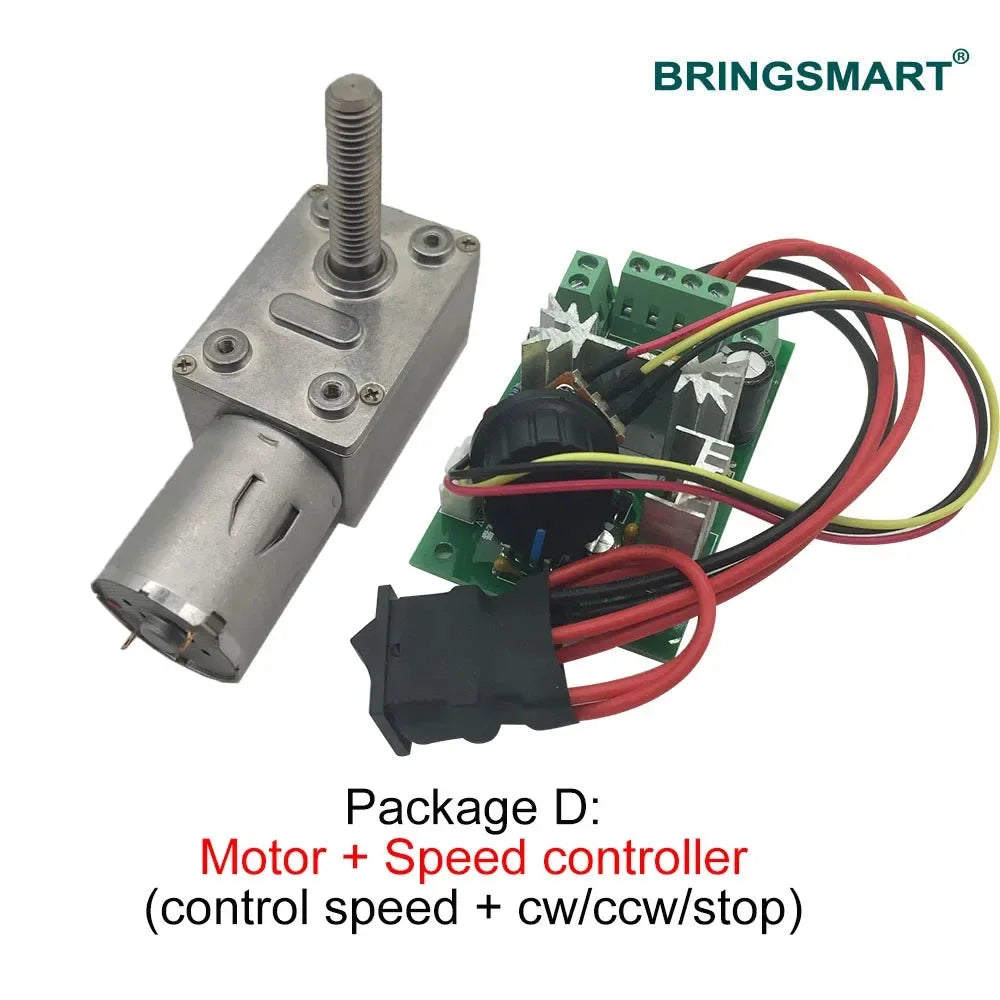Bringsmart 33mm Micro Worm Electric Motor M8 Screw Shaft Length 12V 24V DC Motor Motor JGY 370 Speed Adjusted 6-150rpm 6V
