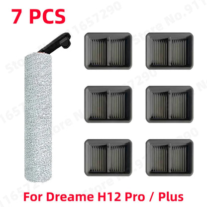 For Dreame H12 Pro / Plus Spare Parts Wet Dry Vacuum Cleaner Soft Roller Brush Hepa Filter Replacement Accessories