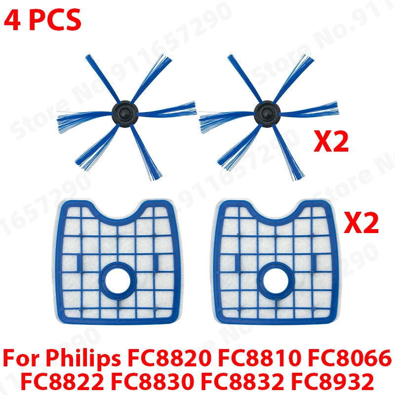 HEPA Filter Screen Side Brush Compatible with Philips FC8820 FC8810 FC8066 FC8822 FC8830 FC8832 FC8932 Robot Vacuum Cleaner Accessories