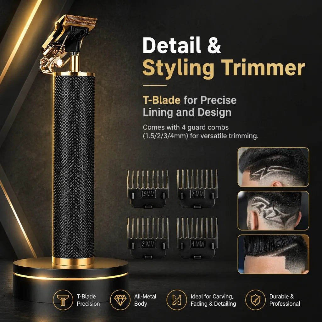 Professional 4-in-1 Hair Clipper & Trimmer Set for Men – Cordless Grooming Kit with LCD Display, USB Rechargeable, Includes Beard Trimmer,Electric Shaver, Nose Hair Trimmer & Multiple Guide Combs – Perfect for Home & Barber Use