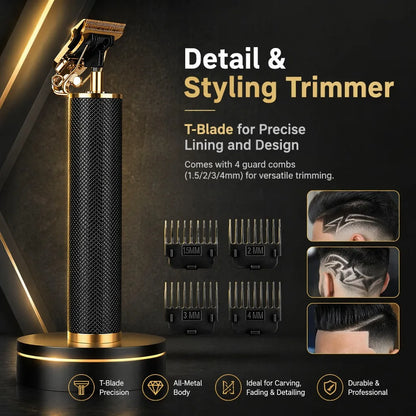 Professional 4-in-1 Hair Clipper & Trimmer Set for Men – Cordless Grooming Kit with LCD Display, USB Rechargeable, Includes Beard Trimmer,Electric Shaver, Nose Hair Trimmer & Multiple Guide Combs – Perfect for Home & Barber Use