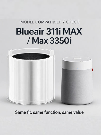 For Blue Pure 311 HEPA Replacement Filter Compatible with BLUEAIR Blue Pure 311i MAX / Max 3350i Air Purifier H13 HEPA + Carbon